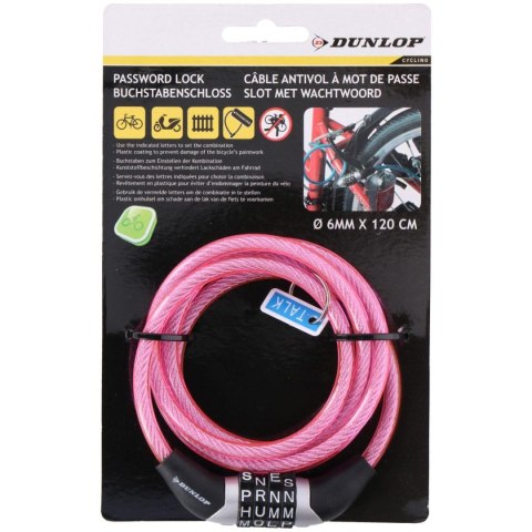ZAPIĘCIE ROWEROWE SPIRALNE SZYFR 0.6x120CM RÓŻOWE DUNLOP