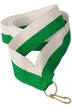 Wstążka 11 mm - biało-zielona