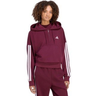 Bluza damska adidas Essentials 3-Stripes French Terry Quarter-Zip bordowa KF8316 L Adidas