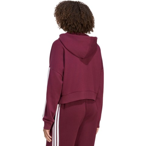 Bluza damska adidas Essentials 3-Stripes French Terry Quarter-Zip bordowa KF8316 L Adidas