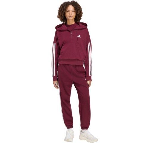 Bluza damska adidas Essentials 3-Stripes French Terry Quarter-Zip bordowa KF8316 M Adidas