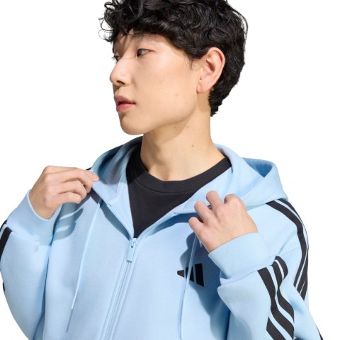Bluza męska adidas Essentials 3-Stripes Fleece Full-Zip Hoodie błękitna KY4143 L Adidas