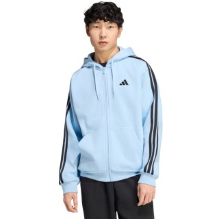 Bluza męska adidas Essentials 3-Stripes Fleece Full-Zip Hoodie błękitna KY4143 M Adidas