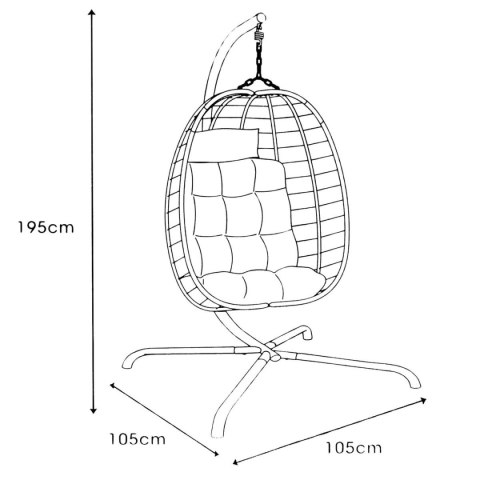 FOTEL WISZĄCY KOKON ZE STELAŻEM 195CM CIEMNO BRĄZOWY 120KG