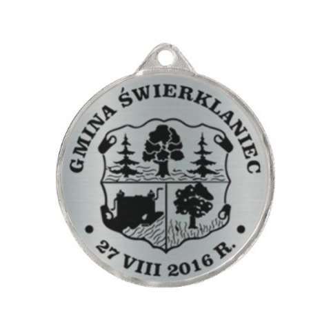 Medal metalowy z grawerowaniem na laminacie