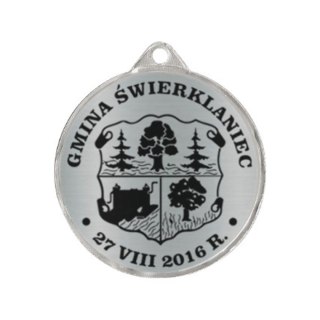 Medal metalowy z grawerowaniem na laminacie