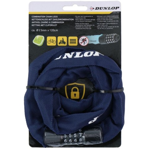 ZAPIĘCIE ROWEROWE DUNLOP ŁAŃCUCH NA SZYFR 120CM GRANATOWE