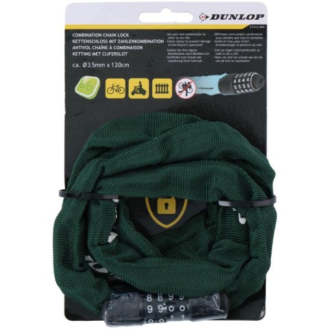 ZAPIĘCIE ROWEROWE DUNLOP ŁAŃCUCH NA SZYFR 120CM ZIELONE