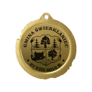 Medal metalowy z grawerowaniem na laminacie