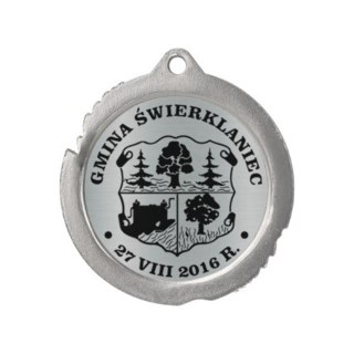 Medal metalowy z grawerowaniem na laminacie