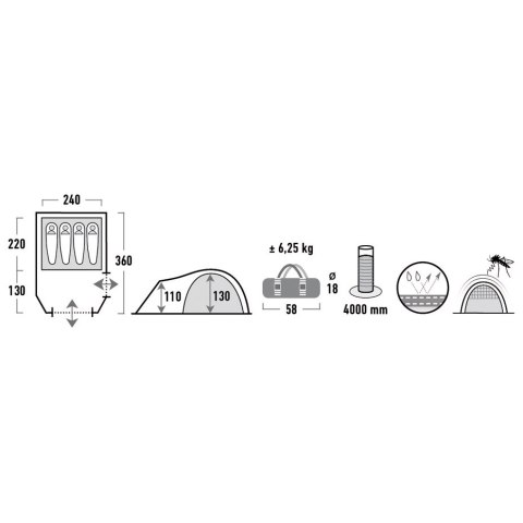 Namiot High Peak Mesos 4 grafitowo-zielony 11525 High Peak